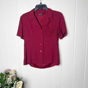 Vintage Ellen Figg Cranberry Button Down Top